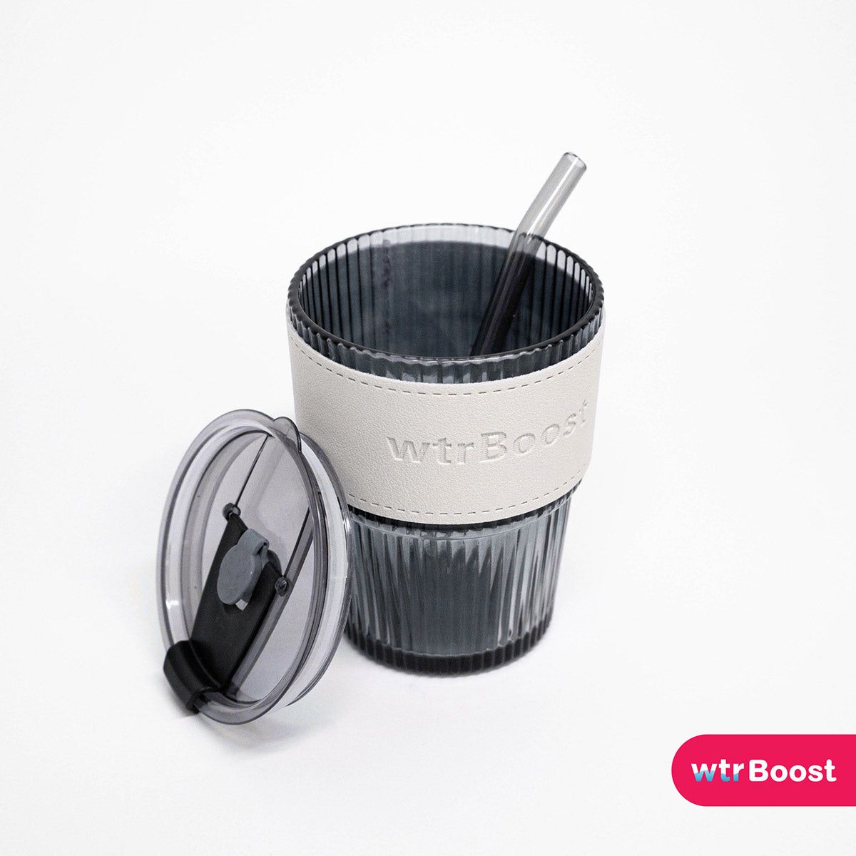 Black Stylish Heat-Resistant Glass Tumbler with Straw