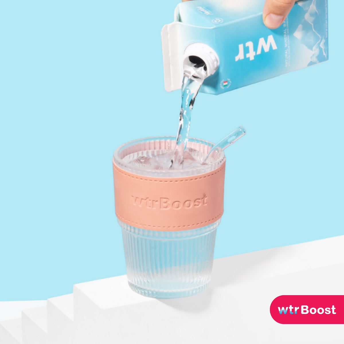 Transparent Stylish Heat-Resistant Glass Tumbler with Straw