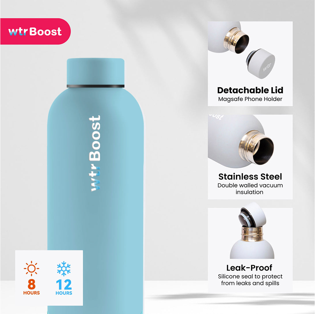 BLUE INSULATED STAINLESS STEEL BOTTLE (500ML)