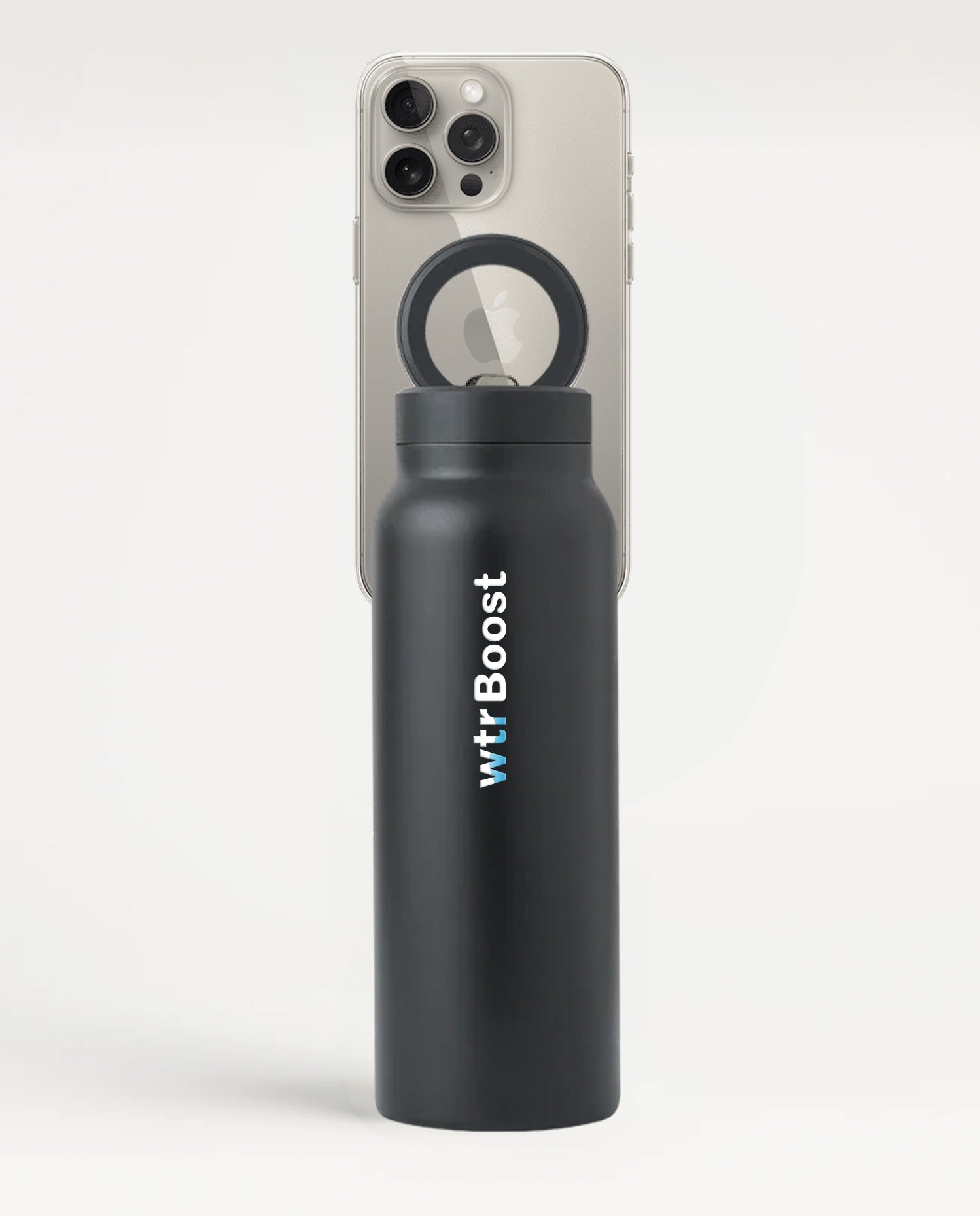 WTR Boost Black Magnetic Mobile Holder Insulated Stainless Steel Bottle