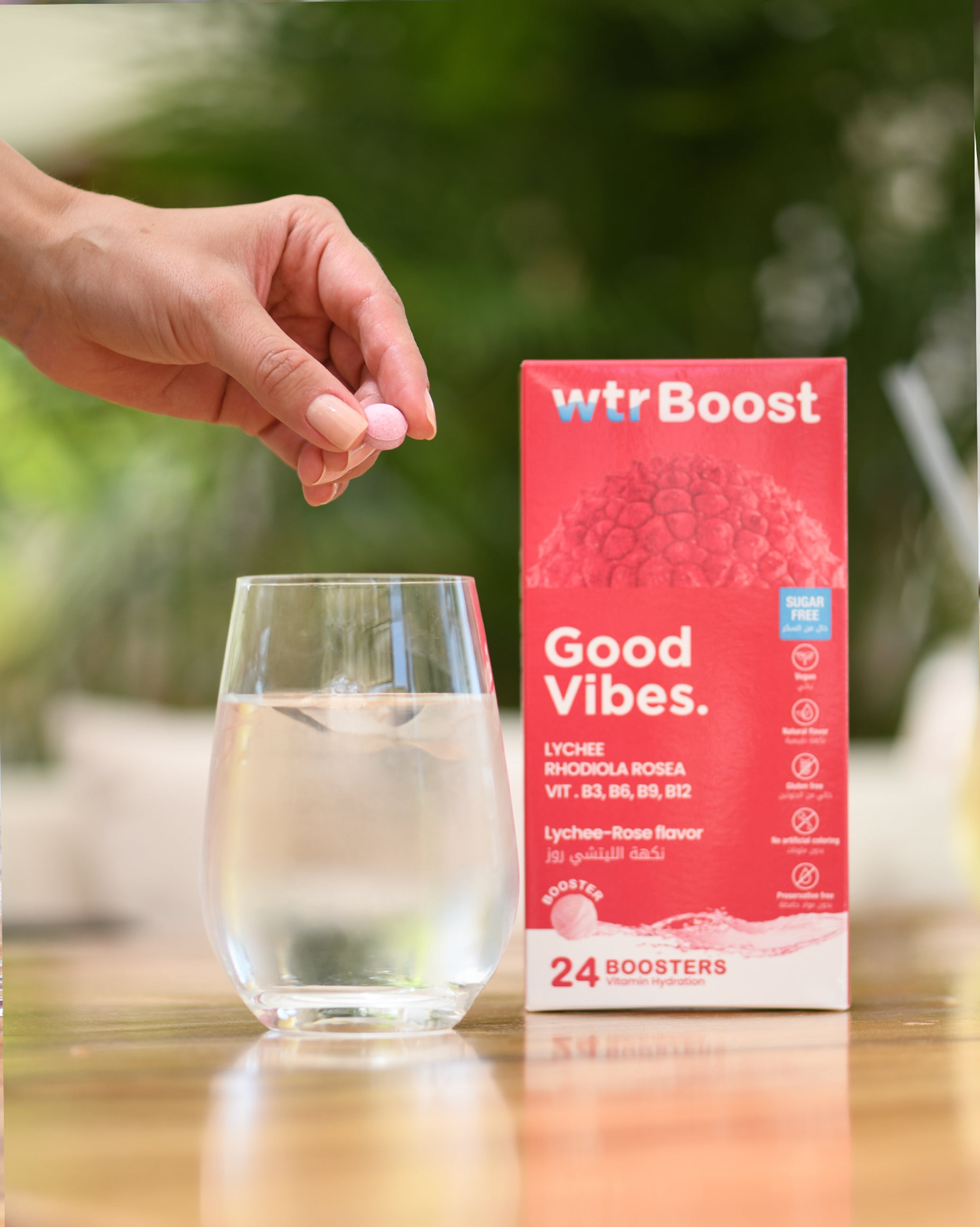 WTR Boost Good Vibes Lychee-Rose Flavor