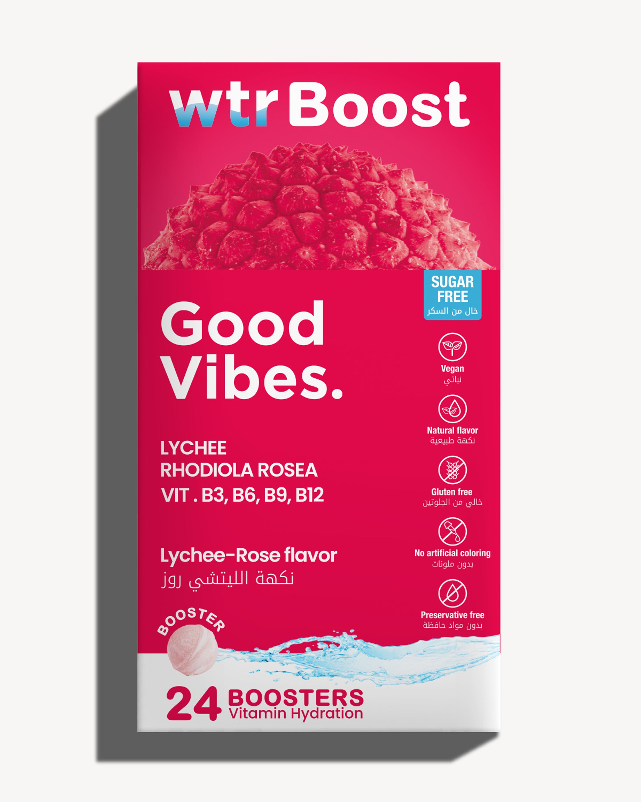 WTR Boost Good Vibes Lychee-Rose Flavor